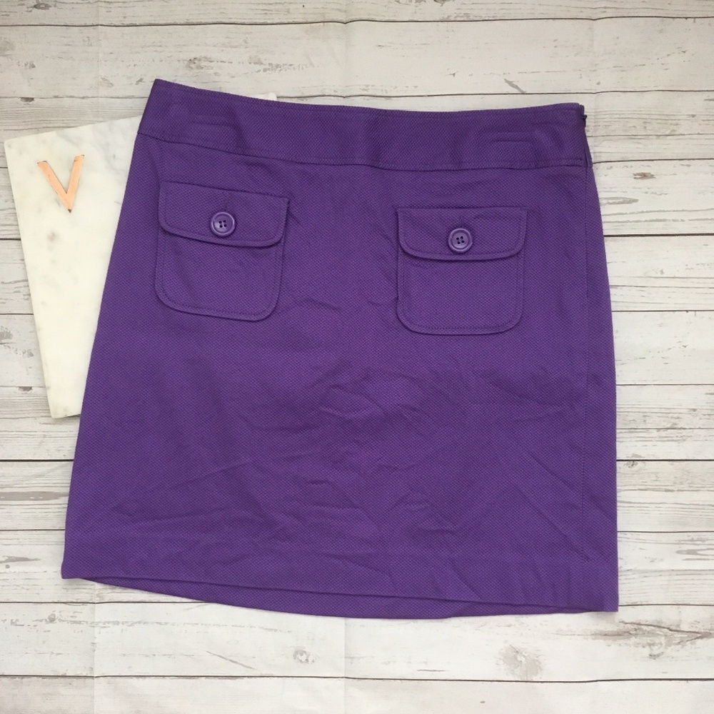 loft womens 4 purple a-line skirt basketweave te